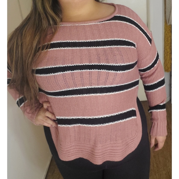 Pink striped knit sweater - Picture 2 of 3